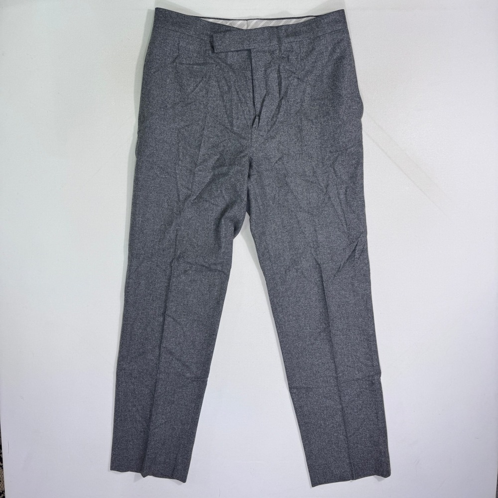 Brooks Brothers 1818 Black Fleece Grey Flannel Wool Trousers Italy Men's 34x32